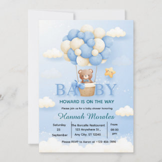 Knuffel Teddybeer Heet Luchtballon Baby Shower Uit Kaart