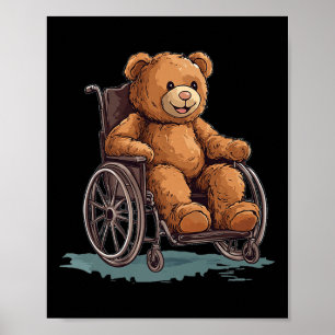 Knuffel Teddybeer in een rolstoeloutfit voor jonge Poster