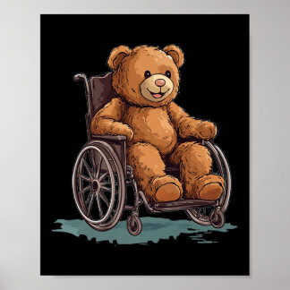 Knuffel Teddybeer in een rolstoeloutfit voor jonge Poster