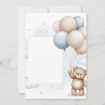 Knuffel Teddybeer Pastel Ballonnen Uitnodiging Fra