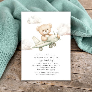 Knuffel Teddybeer Vliegtuig Aquarel Verjaardag Kaart