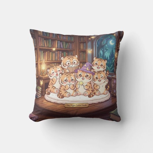 Knuffel Tijger Verhalen Bibliotheek Kussen (Voorkant)