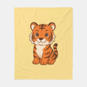 Knuffel Tijgerwelp op Geel Fleece Deken (Voorkant)