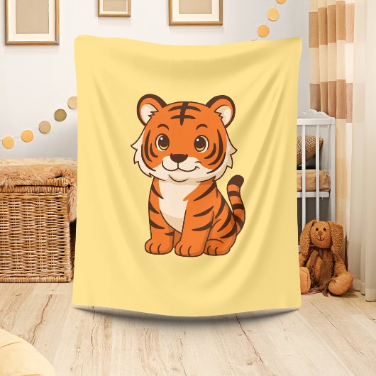 Knuffel Tijgerwelp op Geel Fleece Deken