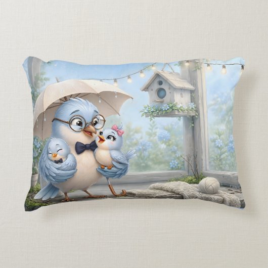Knuffel Vader Vogel Worpkussen Accent Kussen (Voorkant)