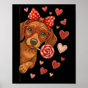 Knuffel Valentijnsdag Dachshund Mama Schattige Pup Poster