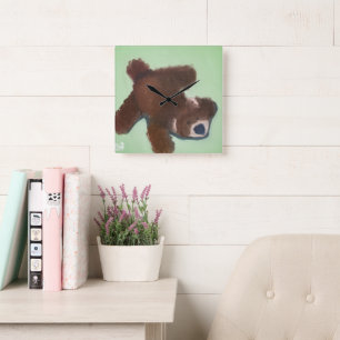 Knuffel van een puppy vierkante klok