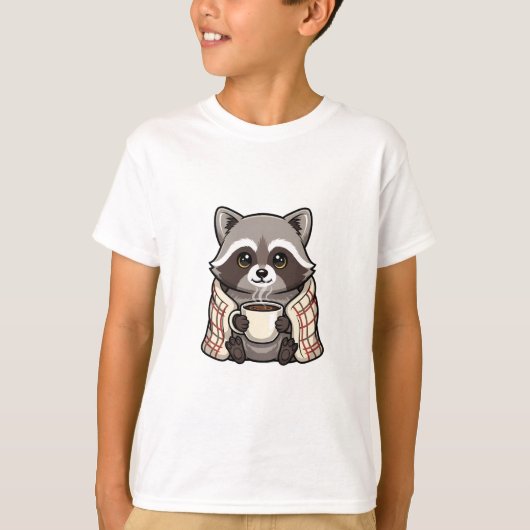 Knuffel Wasbeer Coffee Deken Kinderen T-shirt (Voorkant)