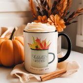 Knuffel weer Waterverf Herfst gepersonaliseerd Tweekleurige Koffiemok