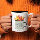 Knuffel weer Waterverf Herfst gepersonaliseerd Tweekleurige Koffiemok