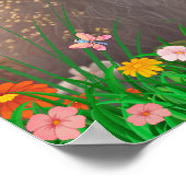 Knuffel Witte Konijn in Bloementuin Kunst Nursery Poster (Hoek)