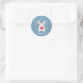 Knuffel Witte Konijn Met Hart Persoonlijk Ronde Sticker (Tas)
