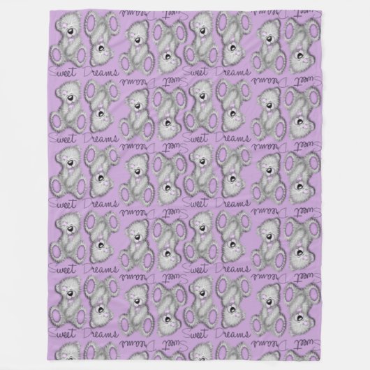 Knuffel Zachte Dromen Teddy-gemutileerde lavendel Fleece Deken (Voorkant)