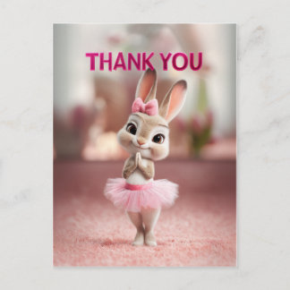 Knuffelachtig Baby Konijn in Roze Tutu Dank Je Wel Briefkaart
