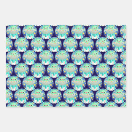 Knuffelachtig ruimtedier en konijn inpakpapier vel