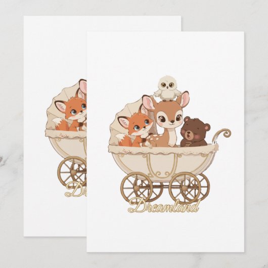 Knuffelachtige bosdieren uit Droomland | Baby vos, Kaart (Voorkant / Achterkant)