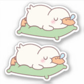 Knuffelachtige Eend Slapend Op Kussen Sticker (Voorkant)