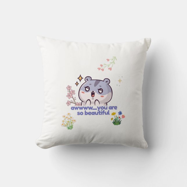 Knuffelachtige Esthetische Hamster Worp Kussen (Voorkant)