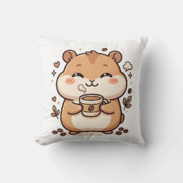 Knuffelachtige Hamster die Koffie Drinkt Kussen