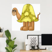 Knuffelachtige Tekenfilm Schildpad met Opgezwollen Poster (Thuiskantoor)