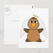 Knuffelbare engel bruine uil briefkaart (Voorkant / Achterkant)