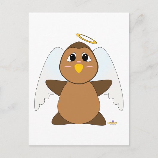 Knuffelbare engel bruine uil briefkaart (Voorkant)