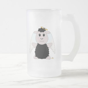 Knuffelbare engel zwart schaap matglas bierpul