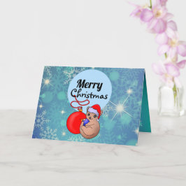 Knuffelbare Kerstkat in Sneeuwige Kerstman Hoed Kaart