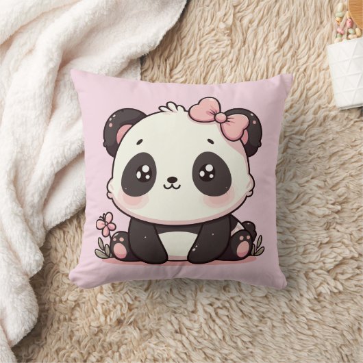 Knuffelbare panda babykussen roze kussen (Deken)