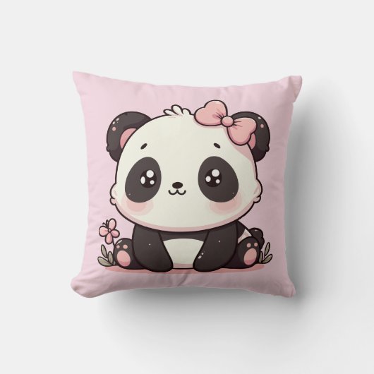 Knuffelbare panda babykussen roze kussen (Voorkant)