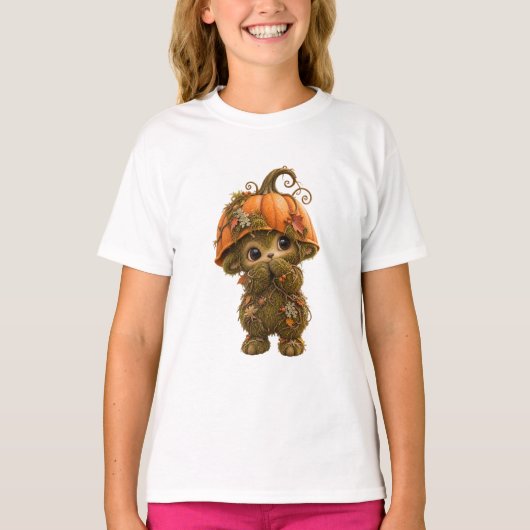 Knuffelbare Pompoen Boswezen – Herfst T-shirt (Voorkant)