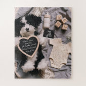 Knuffelbare puppy zwangerschapsaankondiging legpuzzel (Verticaal)