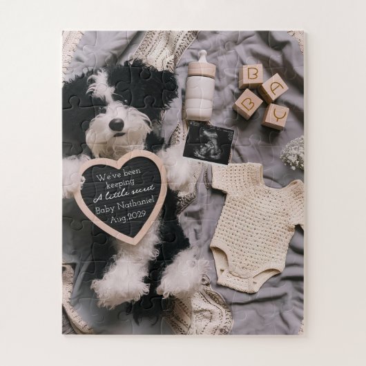 Knuffelbare puppy zwangerschapsaankondiging  legpuzzel (Verticaal)