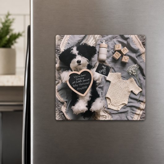 Knuffelbare puppy zwangerschapsaankondiging magneet