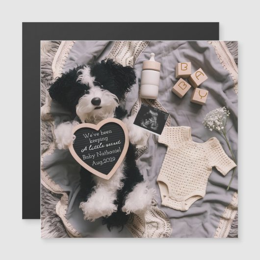 Knuffelbare puppy zwangerschapsaankondigingskaart (Voorkant / Achterkant)
