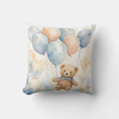 Knuffelbare teddybeer met ballonnen aquarel kussen (Voorkant)