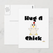 Knuffelbare witte kip knuffel een kuiken briefkaart (Voorkant / Achterkant)
