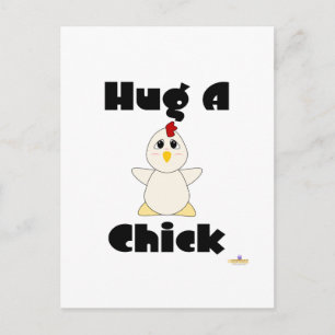 Knuffelbare witte kip knuffel een kuiken briefkaart