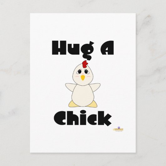 Knuffelbare witte kip knuffel een kuiken briefkaart (Voorkant)