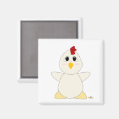 Knuffelbare witte kip magneet (Voorkant / Achterkant)