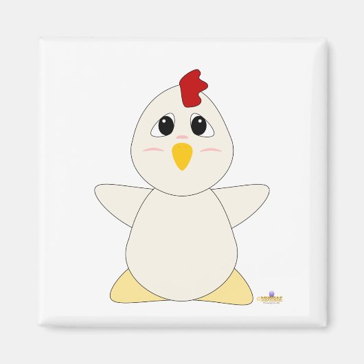 Knuffelbare witte kip magneet (Voorkant)