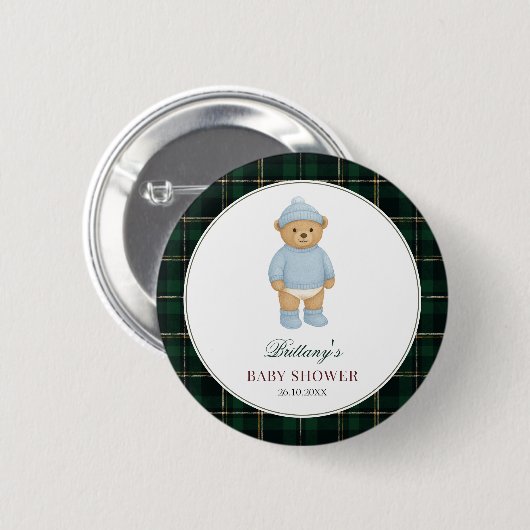 Knuffelbeer Baby Shower Knop Ronde Button 5,7 Cm (Voorkant /achterkant)