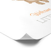Knuffelbeer babyshower gastboek oranje poster (Hoek)