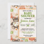 Knuffelbeer Babyshower Uitnodiging voor Meisje (Voorkant)