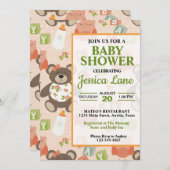 Knuffelbeer Babyshower Uitnodiging voor Meisje (Voorkant / Achterkant)