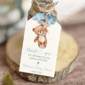 Knuffelbeer cadeautag voor babyshower cadeaulabel