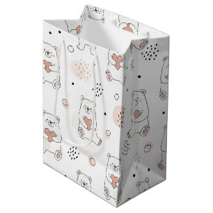 Knuffelbeer en Harten -- Pastelkleurige Kinderkame Medium Cadeauzakje