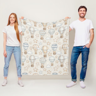 Knuffelbeer Heet Lucht Ballon Neutraal Patroon 7 Fleece Deken