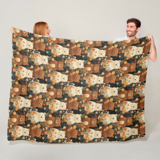Knuffelbeer in bloemenweide Patroon Fleece Deken
