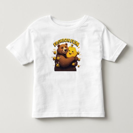 Knuffelbeer Knuffelt Gele Honingraat Kinder Shirts (Voorkant)